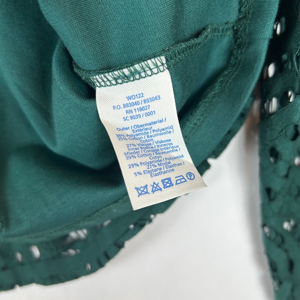 Boden Lace Overlay Long Sleeve‎ Top Green US 10 UK 14 Sheath Back Zip - Picture 4 of 10